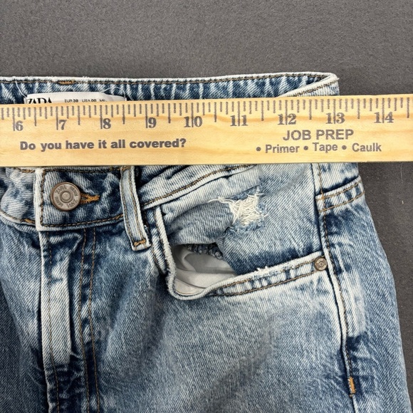 Zara Slim Flare Fit Jeans High Rise Full Length Split Comfort Size US 6 - Picture 7 of 9